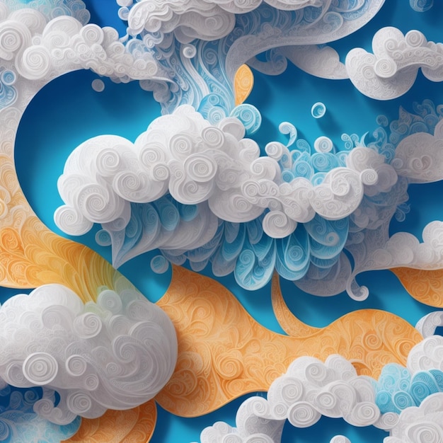 Una ilustración detallada de las nubes en papel de pluma
