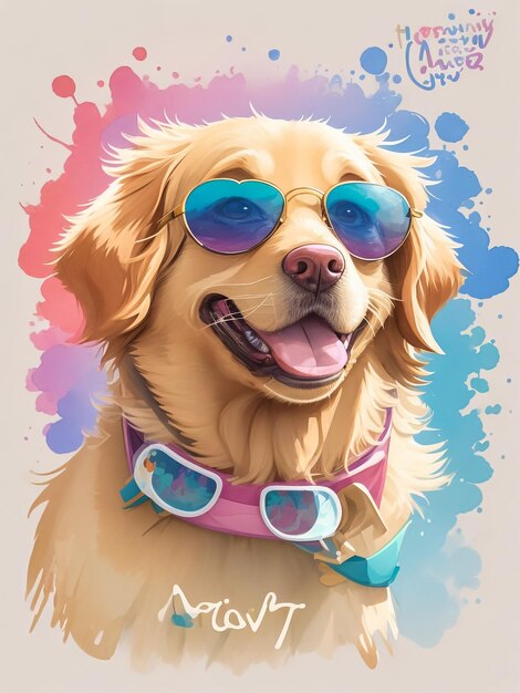 Foto una ilustración detallada de un perro dorado feliz