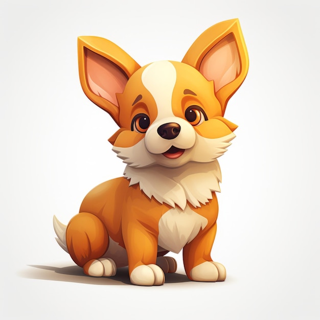 Ilustración detallada del personaje Corgi 3d con un toque divertido