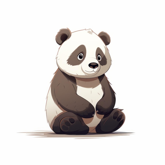 Ilustración detallada del personaje de un panda sentado sobre fondo blanco