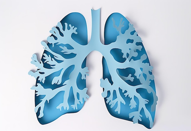 Ilustración detallada de los pulmones humanos con una estructura compleja de bronquios y alveoles