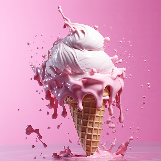 Ilustración de detalle de helado de fondo de un solo color