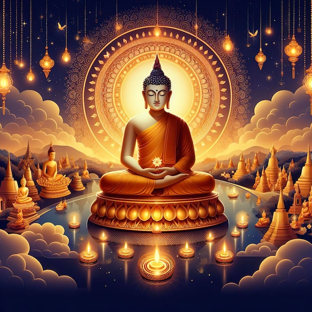 Ilustración para el día de buda purnima o vesak.