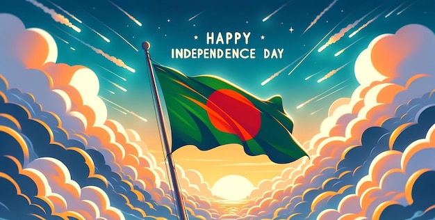 Ilustración del día de la independencia de Bangladesh en estilo de dibujos animados