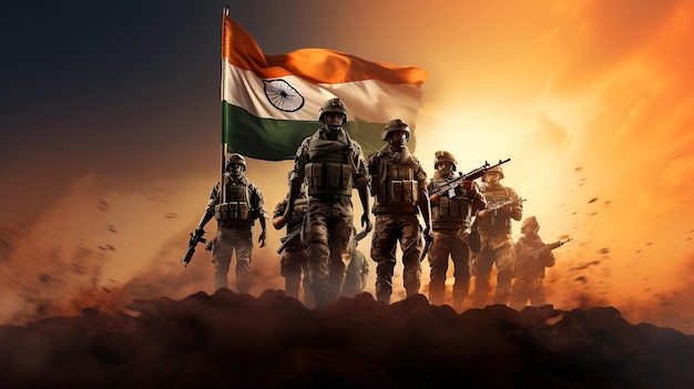 Ilustración del día de la independencia del ejército indio India