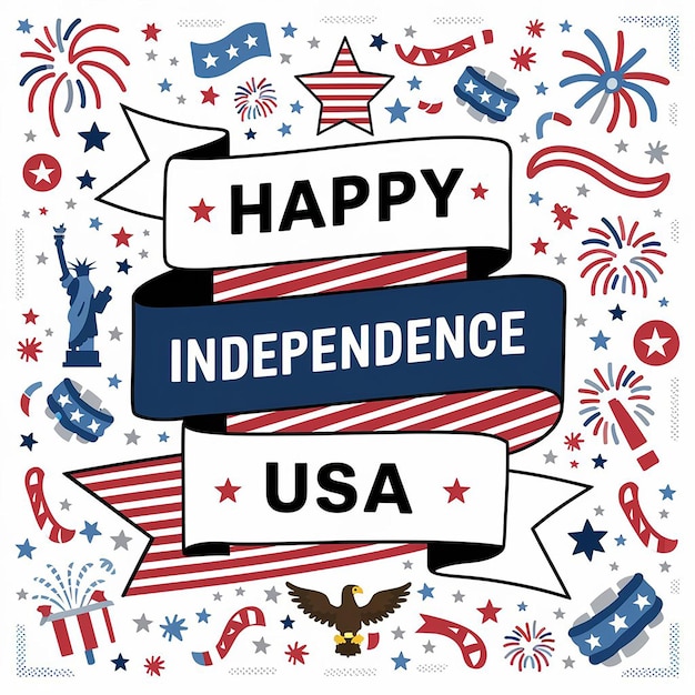 Ilustración del día de la independencia estadounidense del 4 de julio