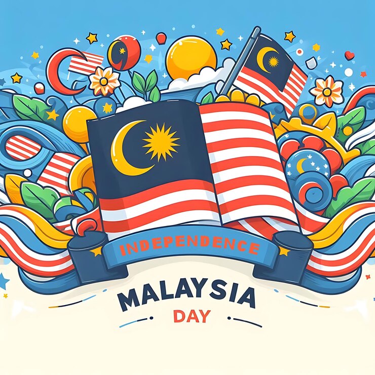 Ilustración del día de la independencia de Malasia
