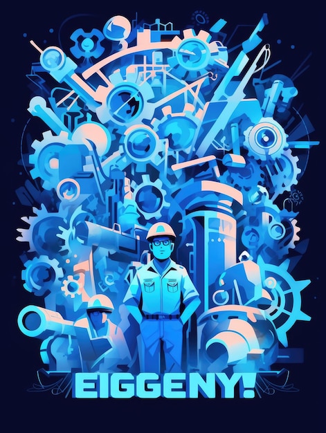 Foto ilustración día del ingeniero en azul