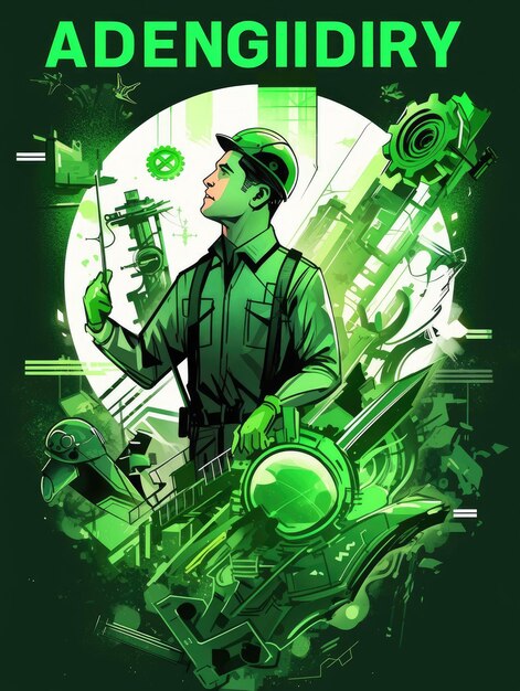 Ilustración Día del Ingeniero en verde