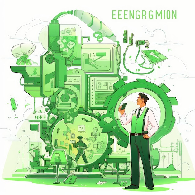 Ilustración Día del Ingeniero en verde