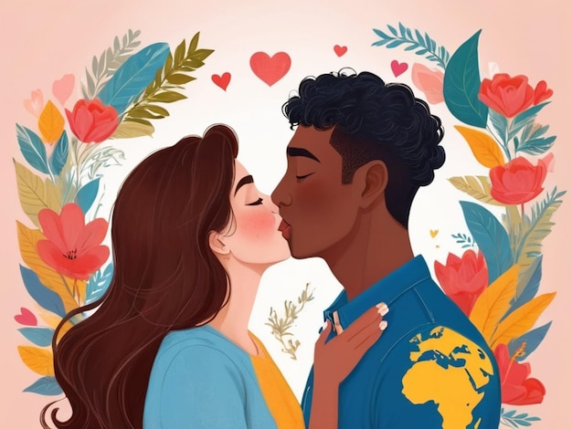 Ilustración del día internacional del beso