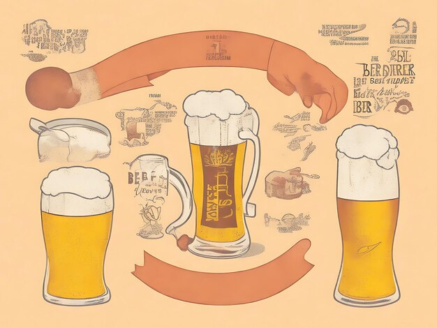 Ilustración del Día Internacional de la Cerveza dibujada a mano generada por la IA