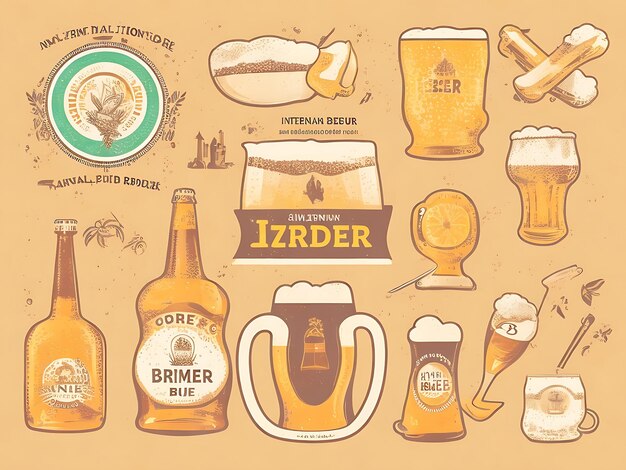 Ilustración del Día Internacional de la Cerveza dibujada a mano generada por la IA