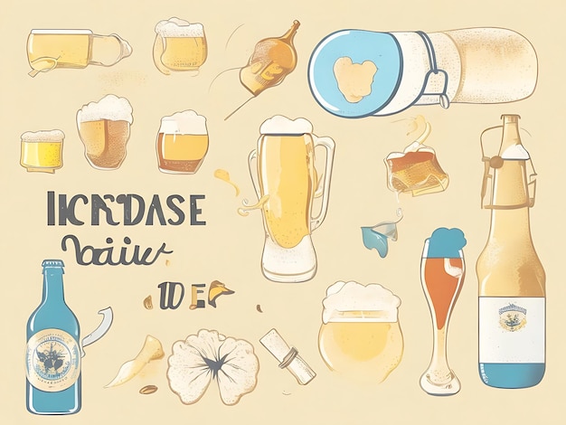 Ilustración del Día Internacional de la Cerveza dibujada a mano generada por la IA