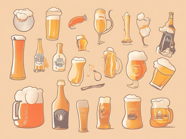 Foto ilustración del día internacional de la cerveza dibujada a mano generada por la ia