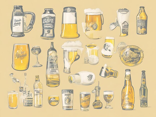 Foto ilustración del día internacional de la cerveza dibujada a mano generada por la ia