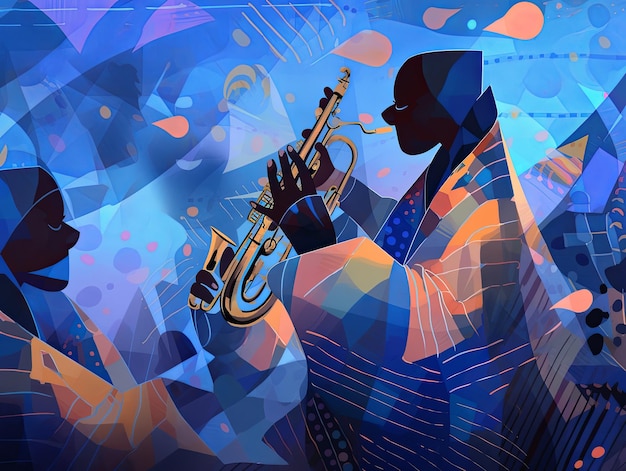 Foto ilustración del día internacional del jazz en azul