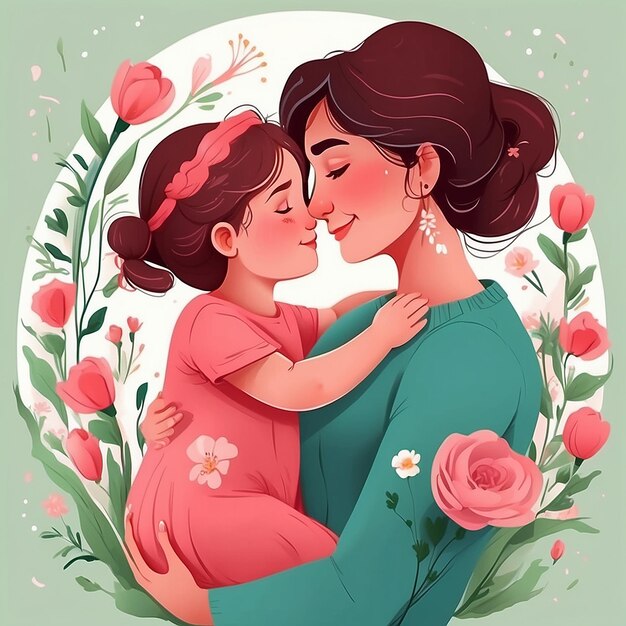 Foto ilustración del día de la madre dibujada a mano