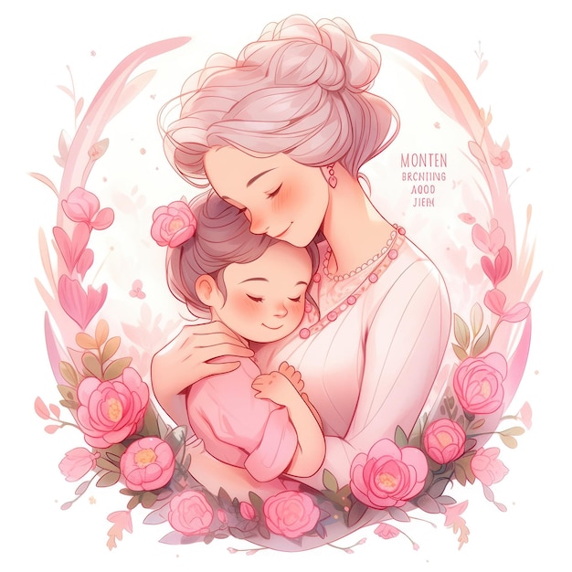 ilustración del día de la madre en rosa