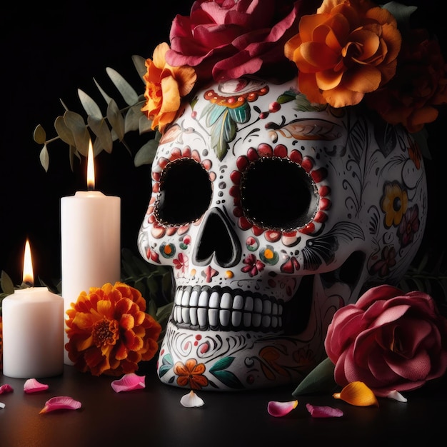 Ilustración del día de la muerte dia de muertos