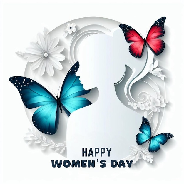 Ilustración del día de la mujer del 8 de marzo con mariposa
