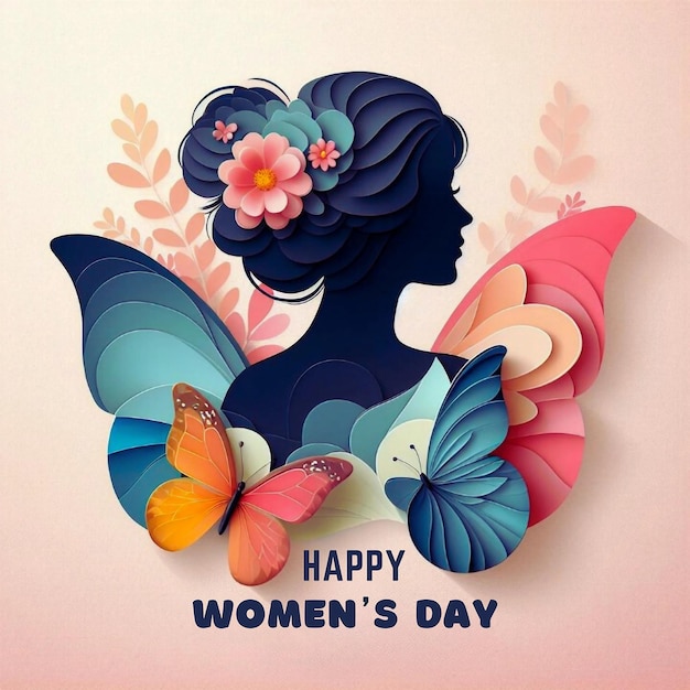 Ilustración del día de la mujer del 8 de marzo con mariposa