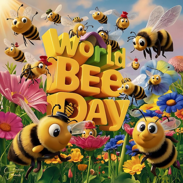 Foto ilustración del día mundial de las abejas