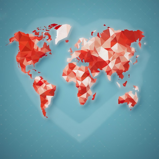 Ilustración del día mundial del corazón las manos sostienen la ilustración de vector de mapa mundial en forma de corazón