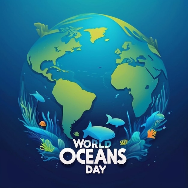 Ilustración del día mundial de los océanos con gradiente vectorial