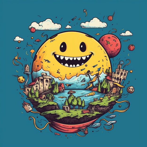 Ilustración del día mundial de la sonrisa dibujada a mano