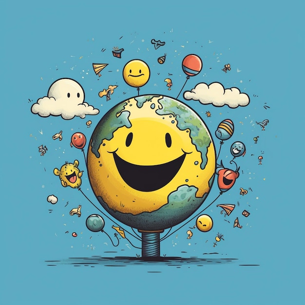 Ilustración del día mundial de la sonrisa dibujada a mano