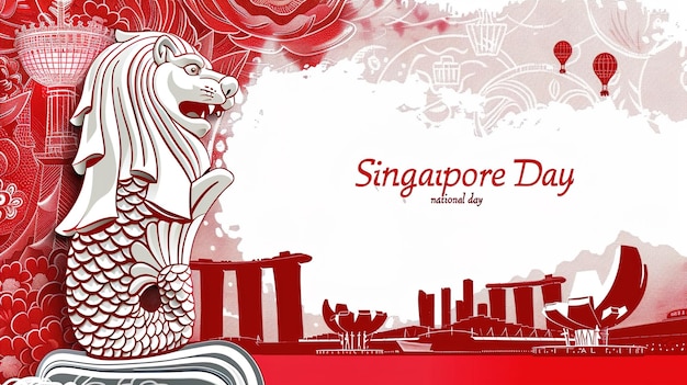 Ilustración para el día nacional de Singapur 9 de agosto