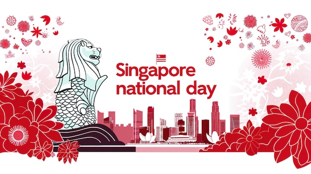 Ilustración para el día nacional de Singapur 9 de agosto