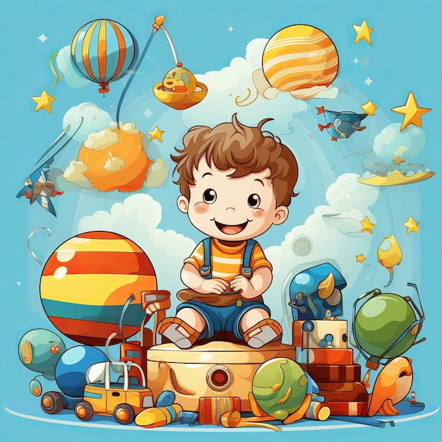 Ilustración del día de los niños vector niños y juguetes cosas para niños wallpa Generative ai