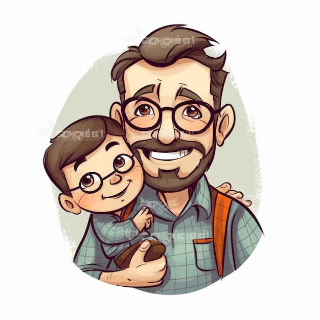 Foto ilustración día del padre acuarela sublimación clipart