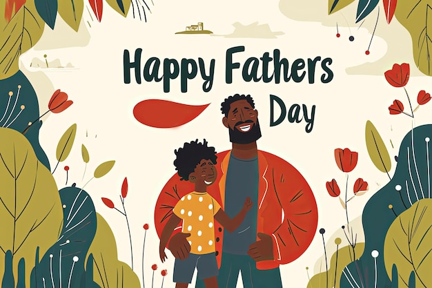 Ilustración del día del padre feliz y cartel tipográfico del día del padre en acuarela vintage
