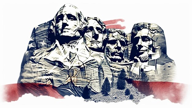 Ilustración del día del presidente del Monte Rushmore