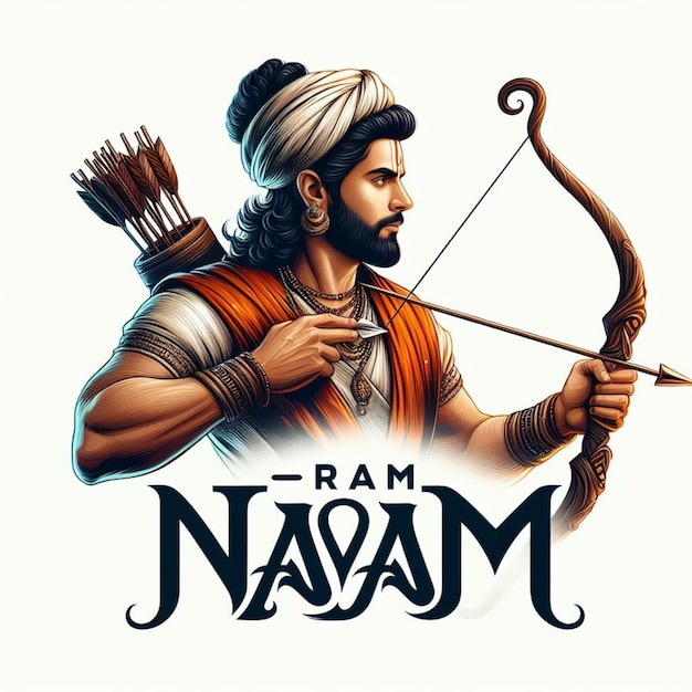 Ilustración del día de Ram Navami con vector de flecha y arco