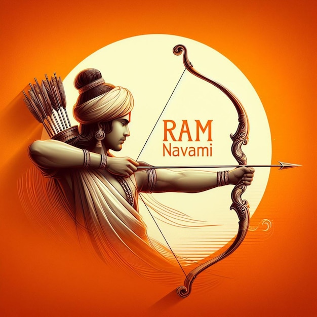 Ilustración del día de Ram Navami con vector de flecha y arco