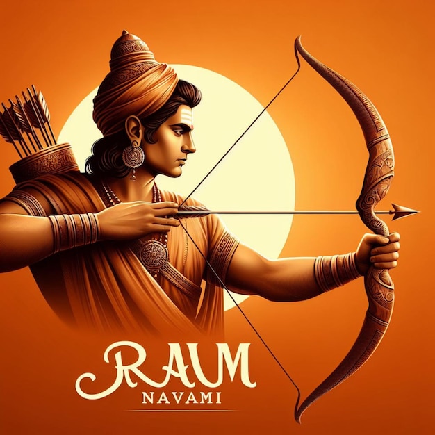 Ilustración del día de Ram Navami con vector de flecha y arco