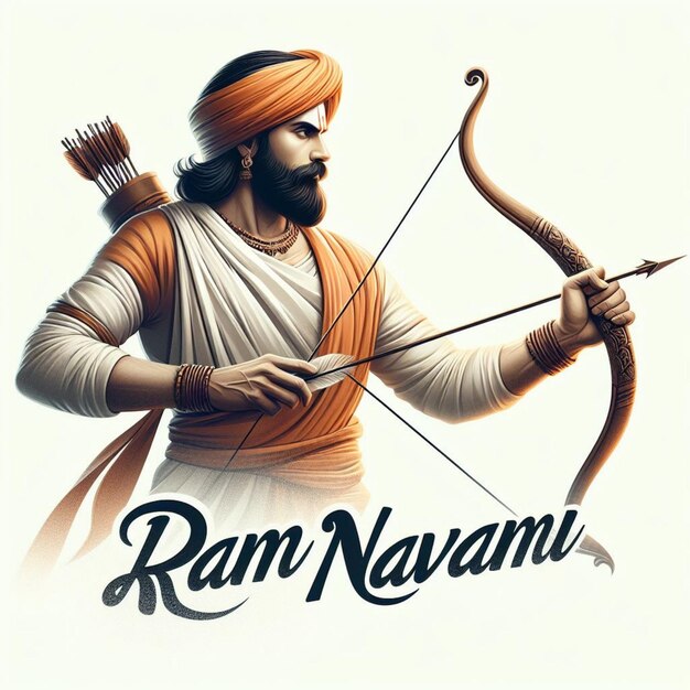 Ilustración del día de Ram Navami con vector de flecha y arco