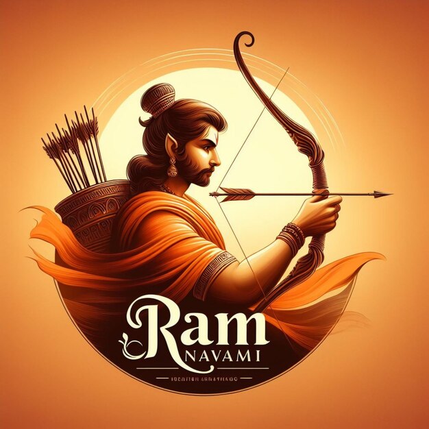 Foto ilustración del día de ram navami con vector de flecha y arco