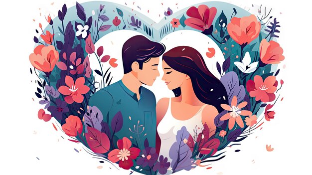 Ilustración del Día de San Valentín de una pareja en una cita al aire libre