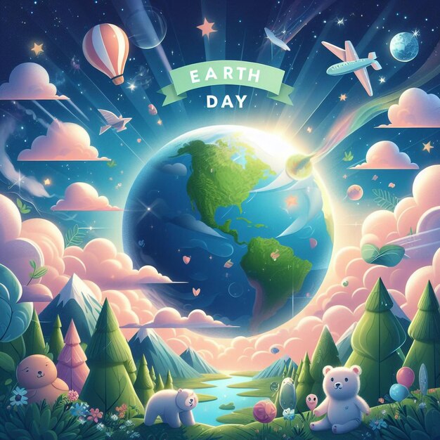 Ilustración del día de la tierra en fondo blanco