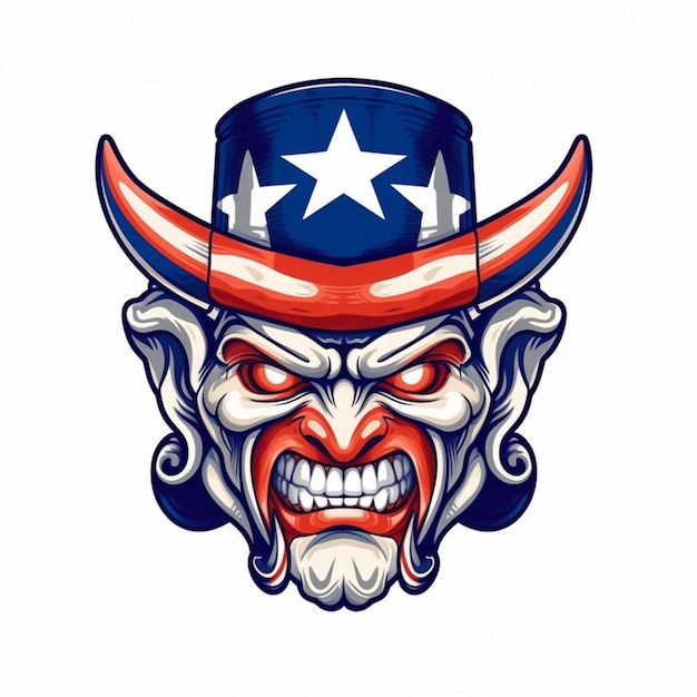 ilustración de un diablo patriótico con un sombrero de copa y una estrella en su cabeza generativa ai