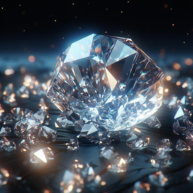 Ilustración de diamantes iluminación dramática iluminación volumétrica