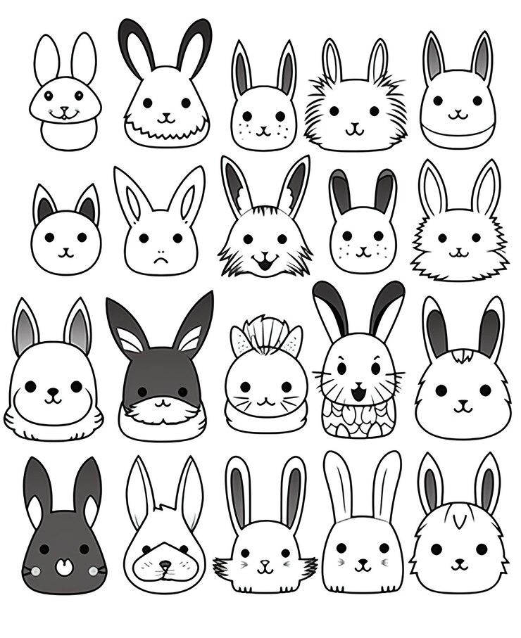 Foto ilustración dibujada de animales doodle lindos