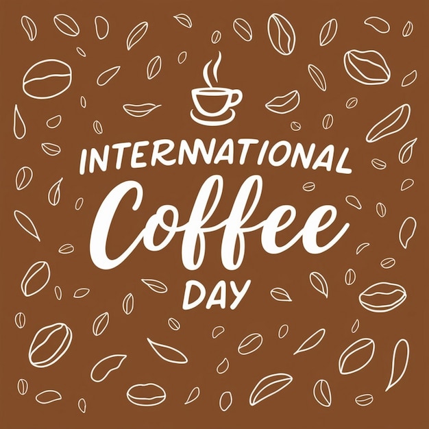 Ilustración dibujada a mano para el día internacional del café y la palabra día mundial del café