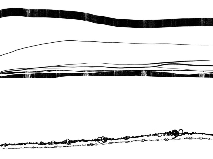 Foto ilustración de dibujado a mano de tinta de paisaje abstracto paisaje de invierno de tinta en blanco y negro con río ilustración de dibujado a mano minimalista tarjeta fondo cartel banner líneas negras de acuarela dibujadas a mano
