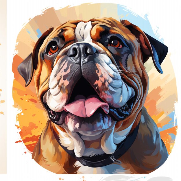 Ilustración de dibujo de estilo de color Bulldog transparente con generar Ai